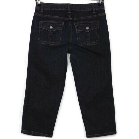 Ann Taylor Capri Crop Jeans Modern Fit Lindsay Waist Stretch‎ Dark 8 - Picture 1 of 12